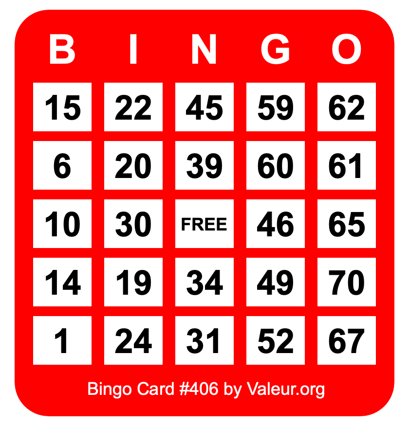 Bingo Card #406