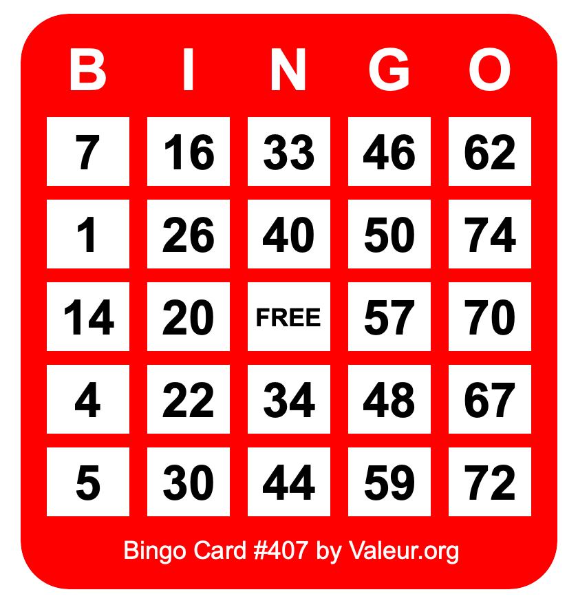 Bingo Card #407