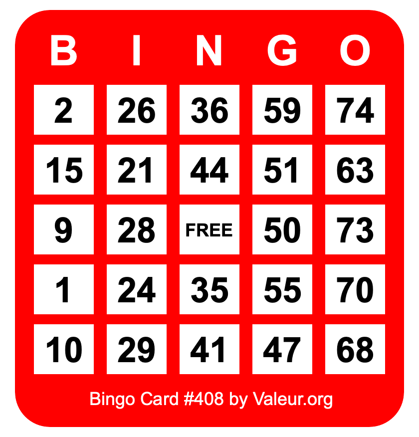 Bingo Card #408