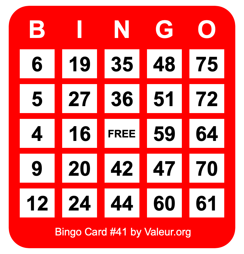 Bingo Card #41
