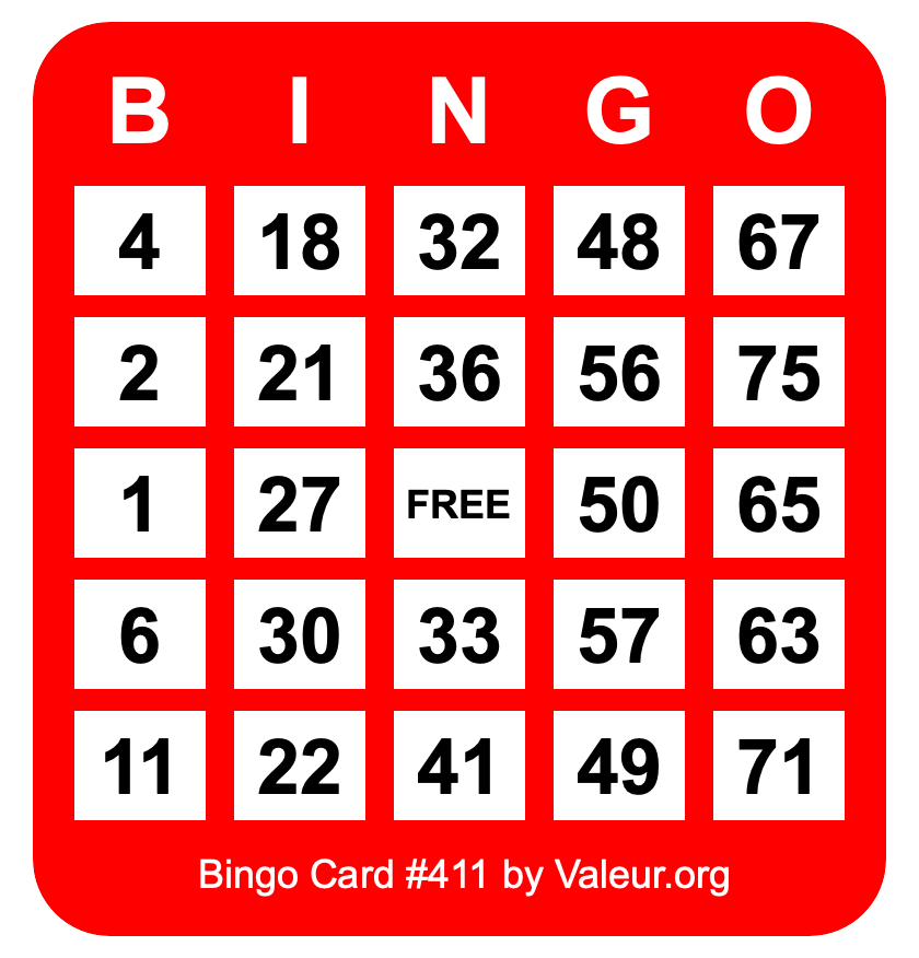 Bingo Card #411