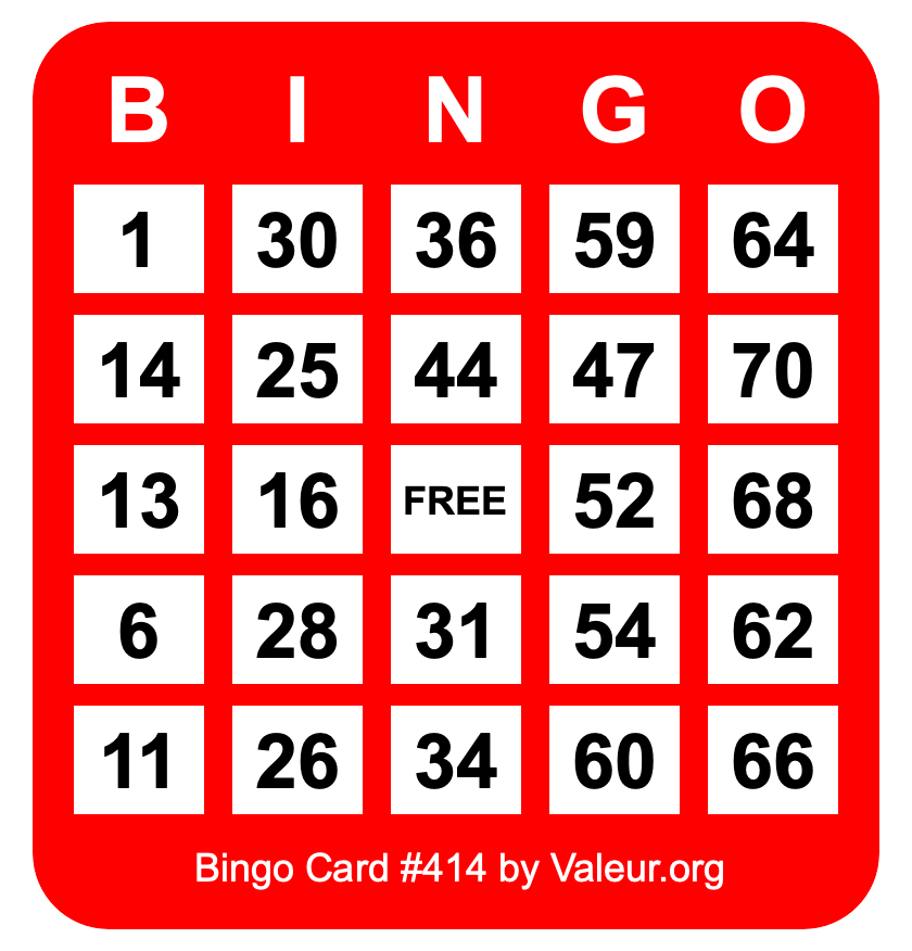 Bingo Card #414