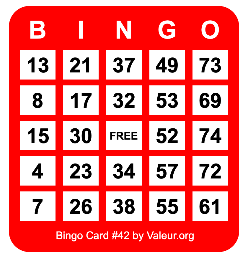 Bingo Card #42