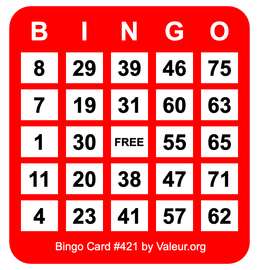 Bingo Card #421
