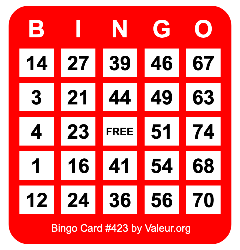 Bingo Card #423