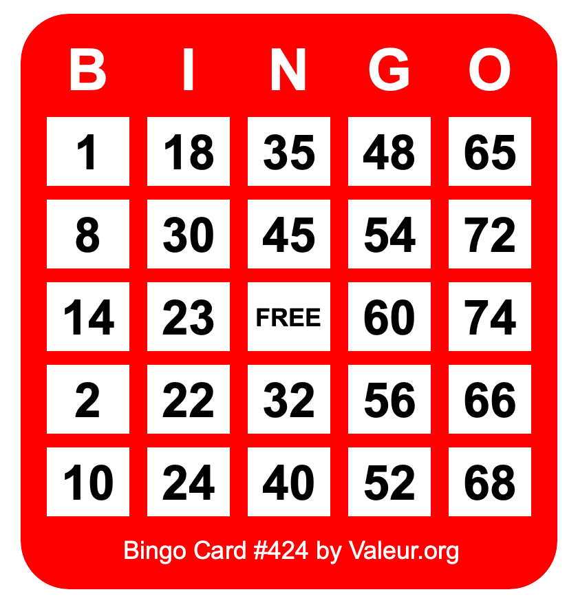 Bingo Card #424