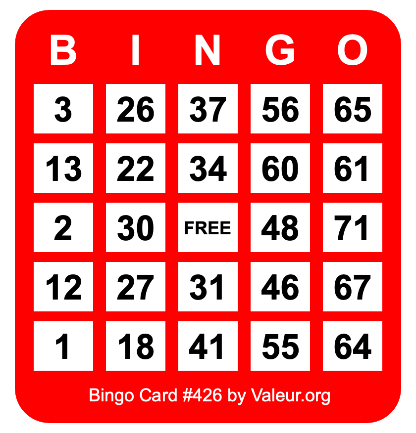 Bingo Card #426