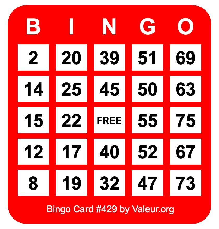 Bingo Card #429