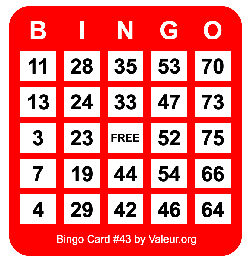 Bingo Card #43