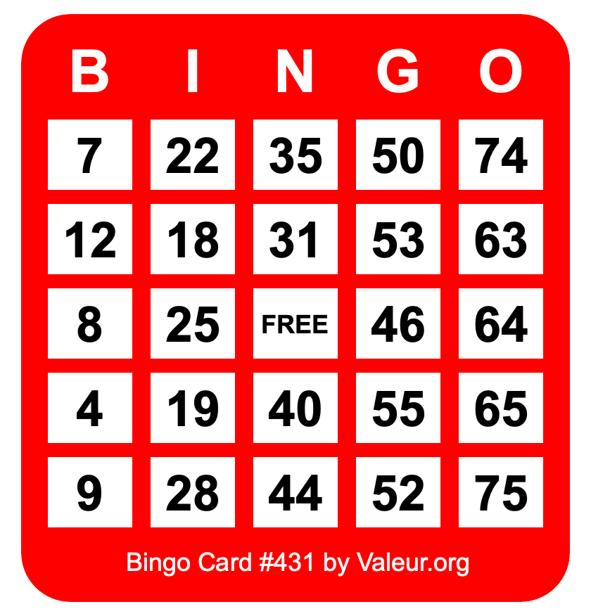Bingo Card #431