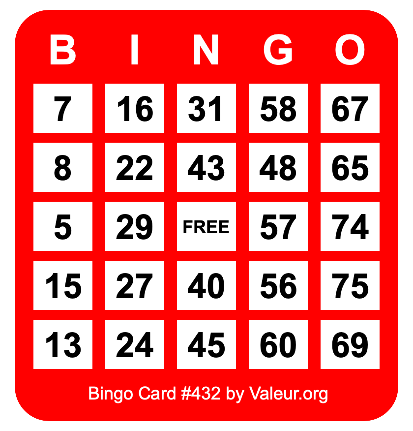 Bingo Card #432
