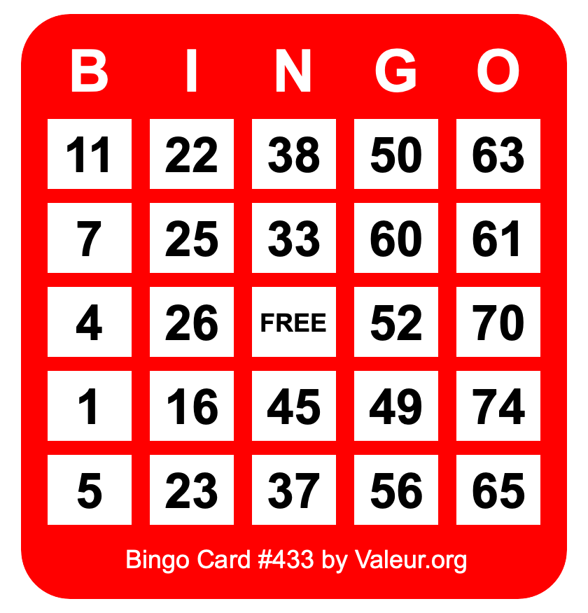 Bingo Card #433
