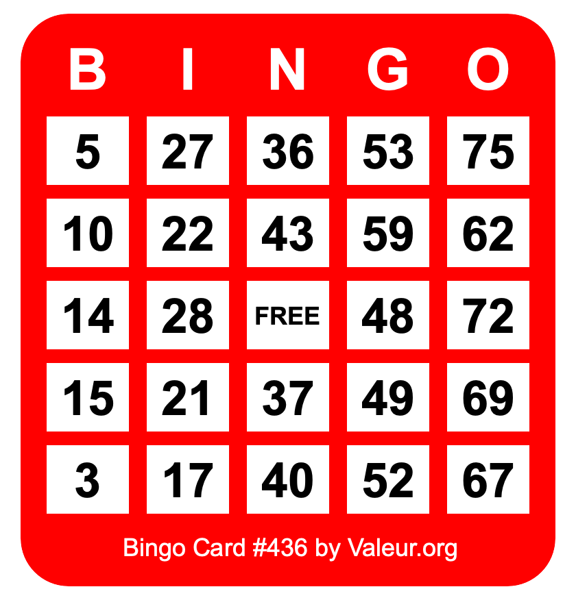 Bingo Card #436