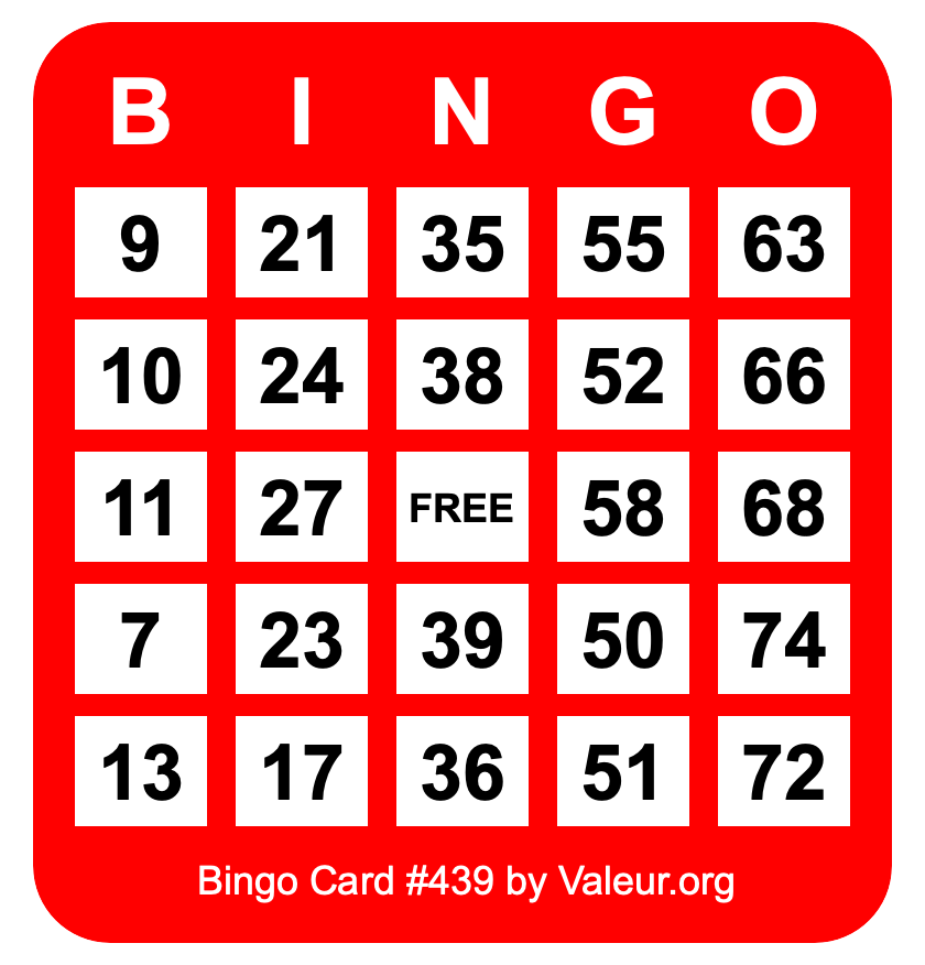 Bingo Card #439