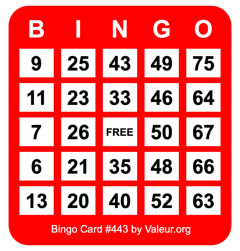 Bingo Card #443