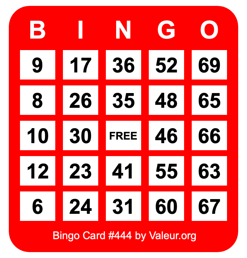 Bingo Card #444