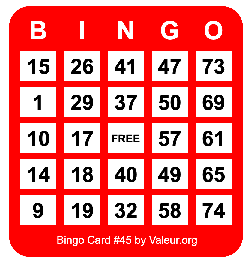 Bingo Card #45