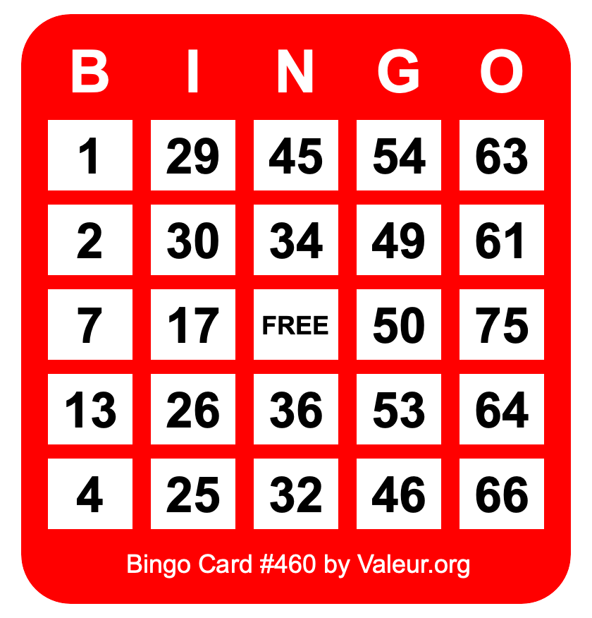 Bingo Card #460