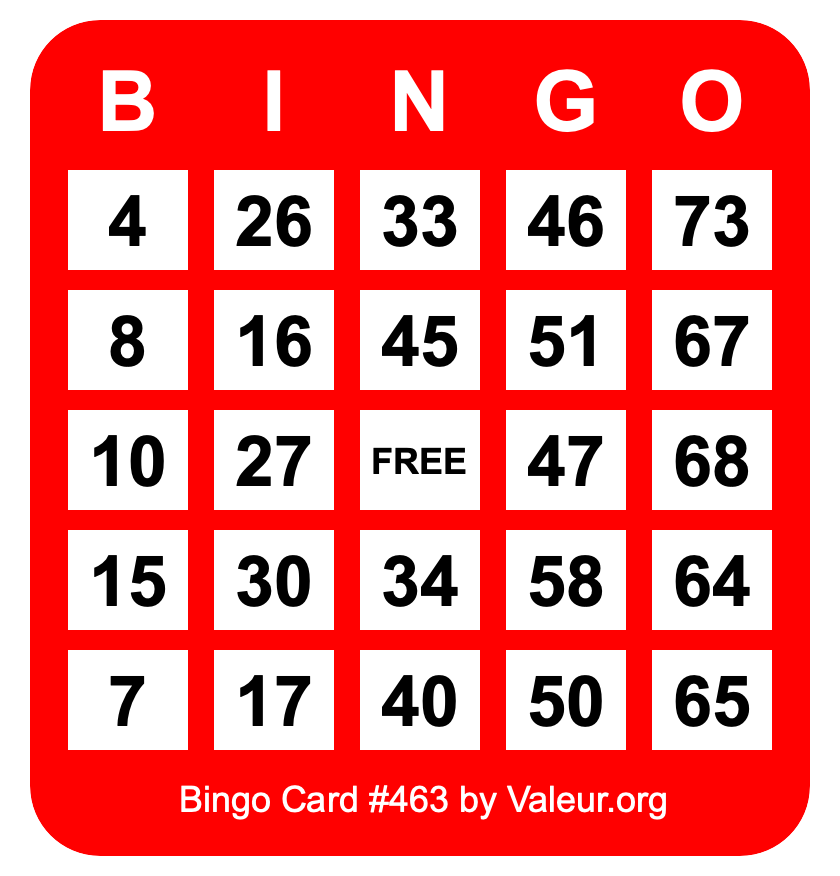 Bingo Card #463