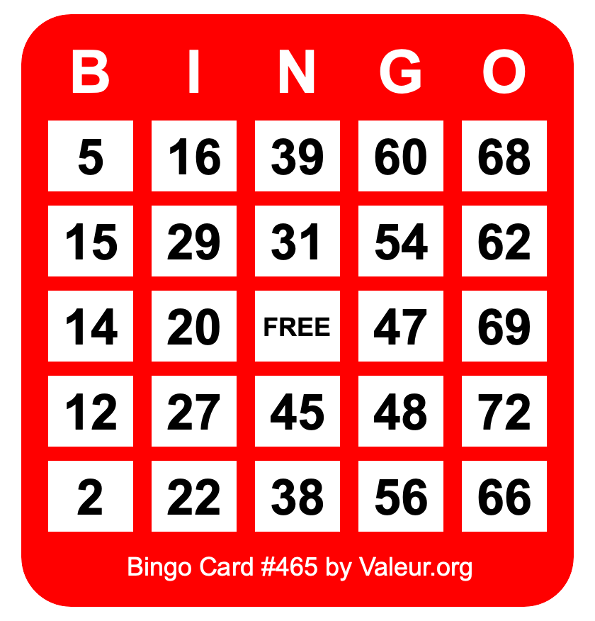 Bingo Card #465