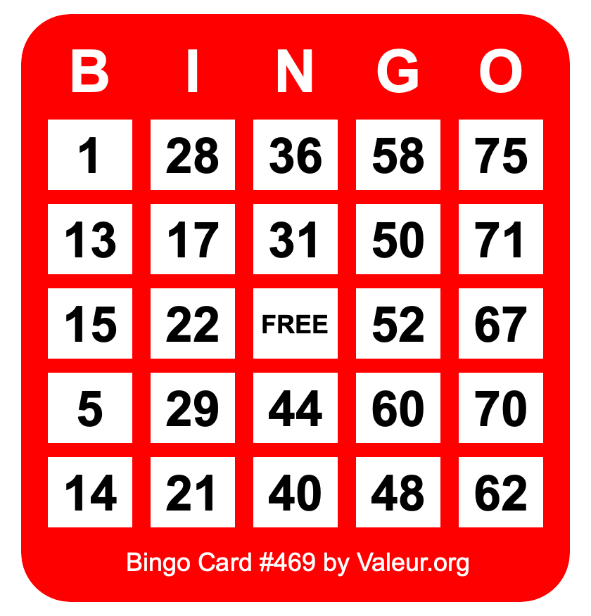 Bingo Card #469