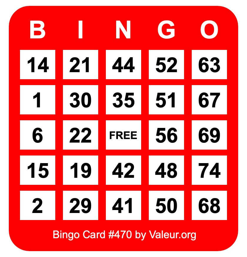 Bingo Card #470