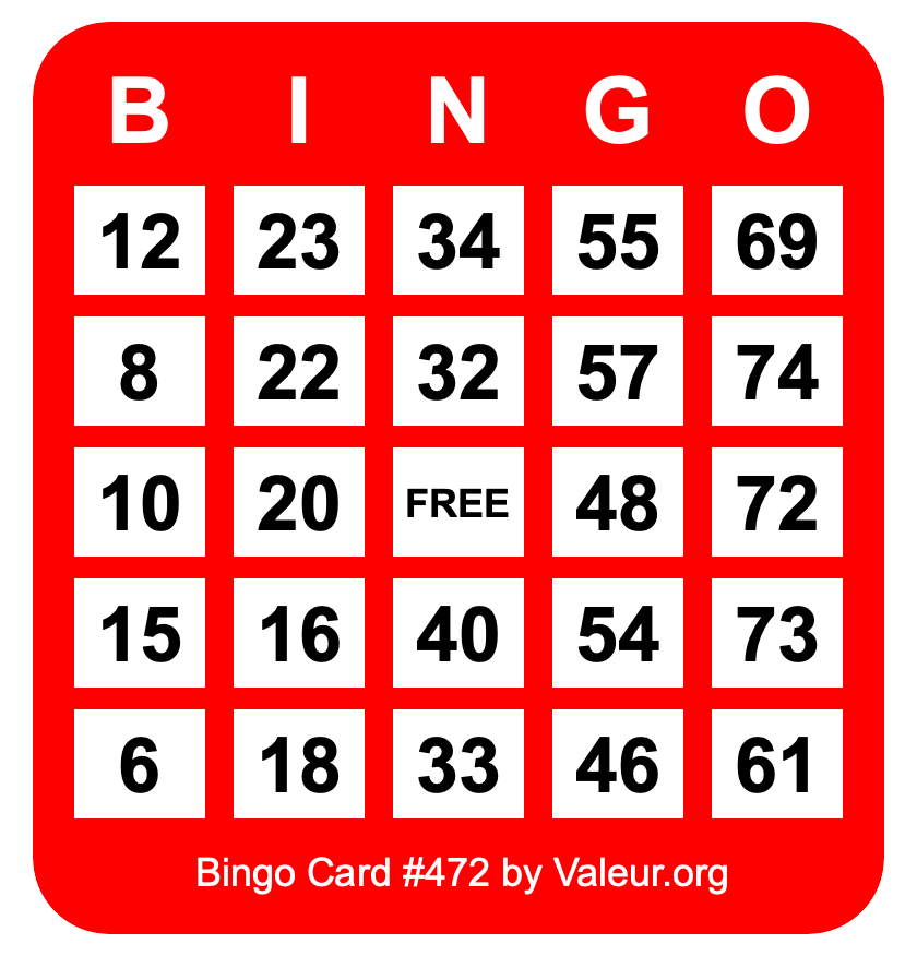 Bingo Card #472