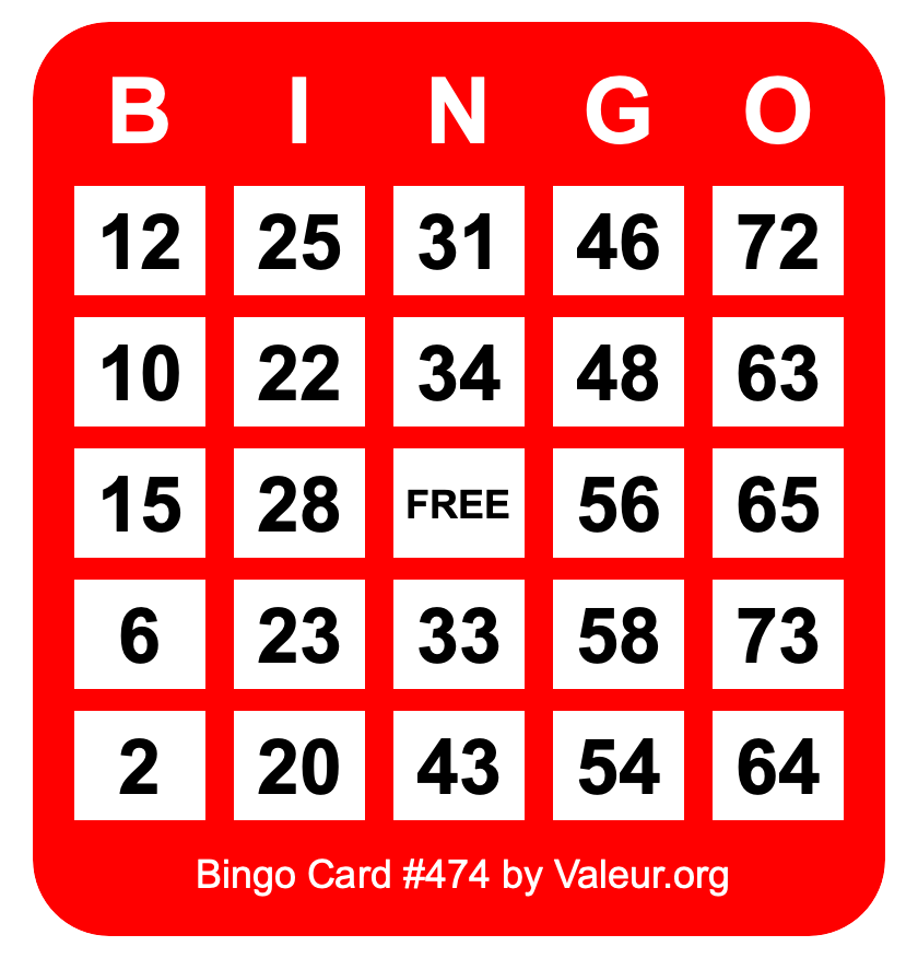 Bingo Card #474
