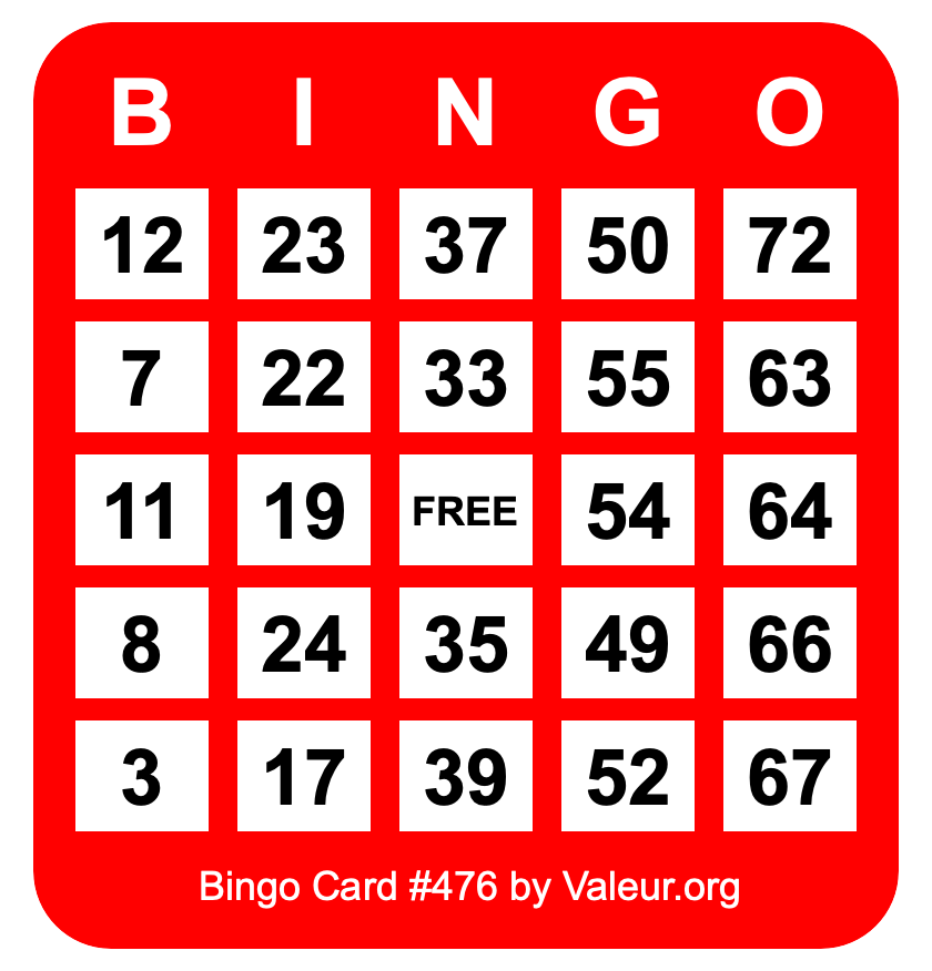 Bingo Card #476