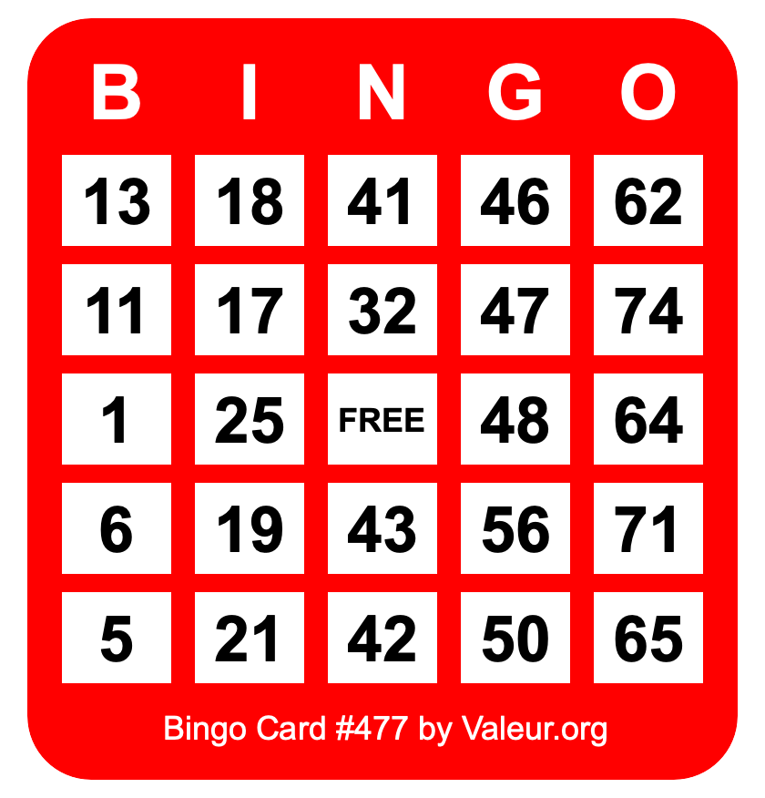 Bingo Card #477