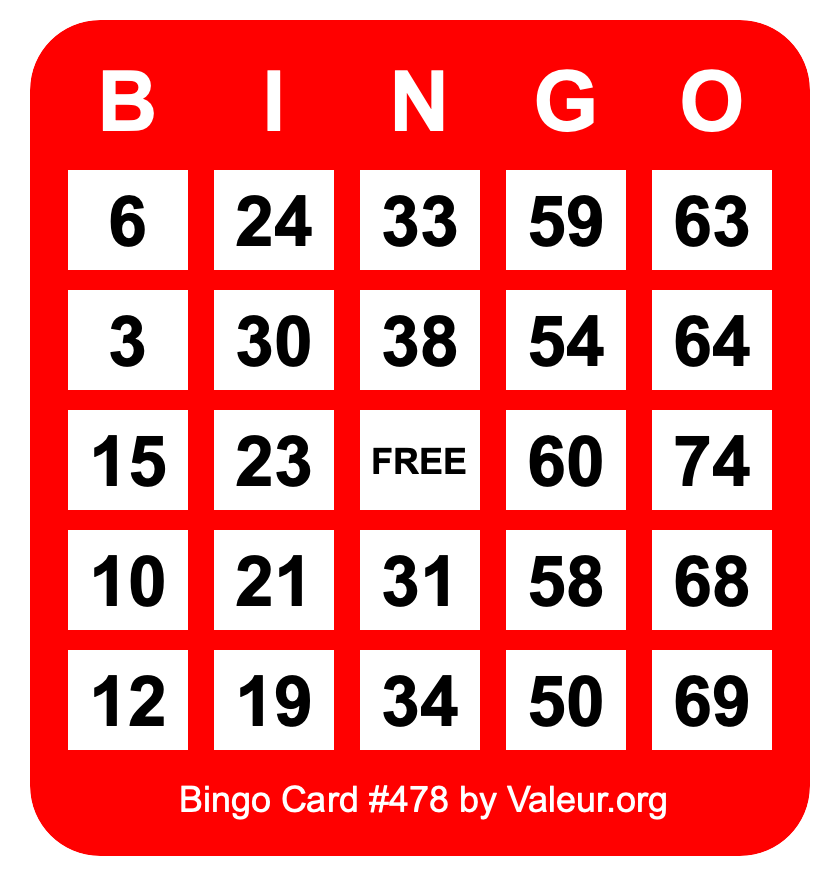 Bingo Card #478