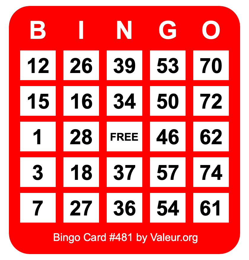 Bingo Card #481