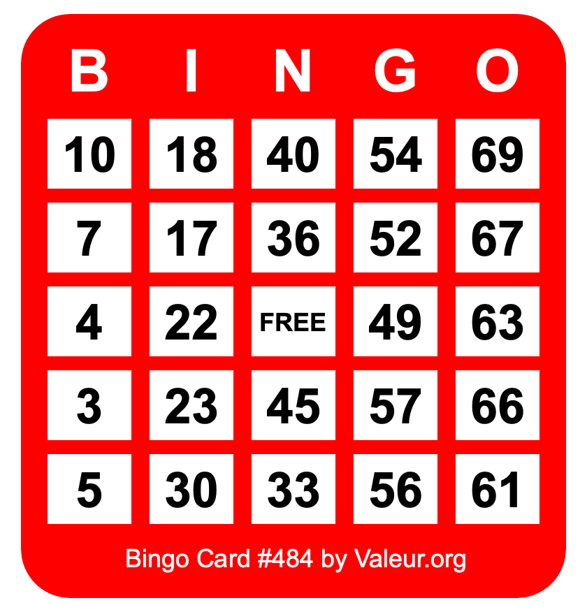 Bingo Card #484