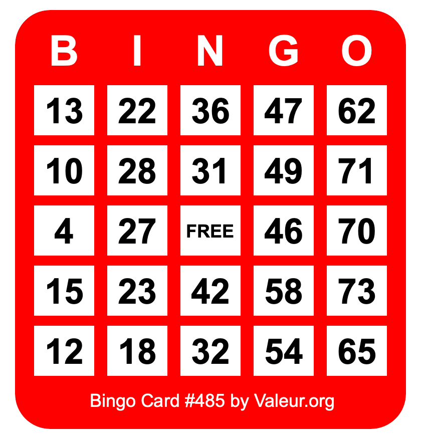 Bingo Card #485