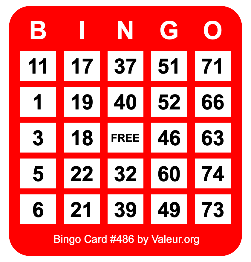 Bingo Card #486