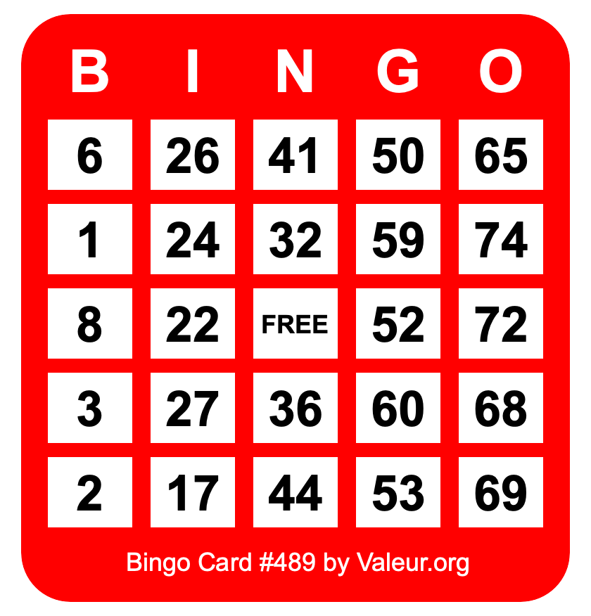 Bingo Card #489