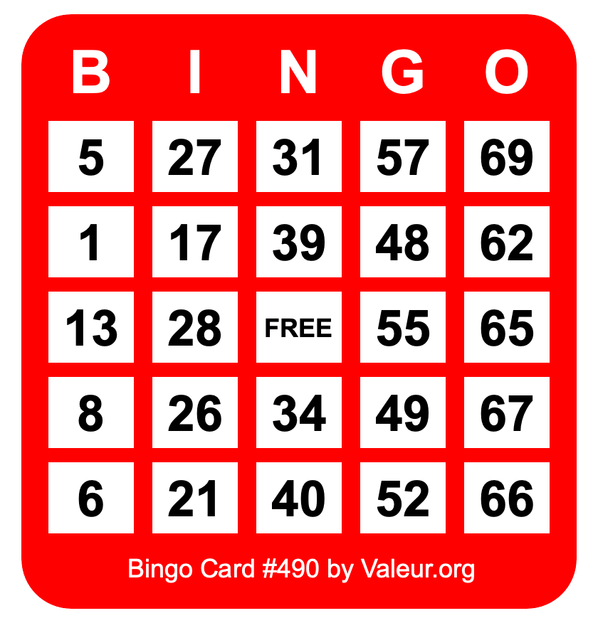 Bingo Card #490