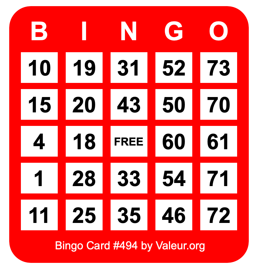 Bingo Card #494