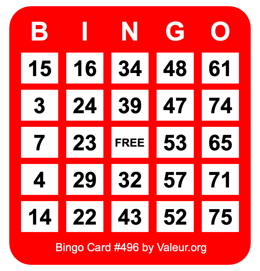 Bingo Card #496
