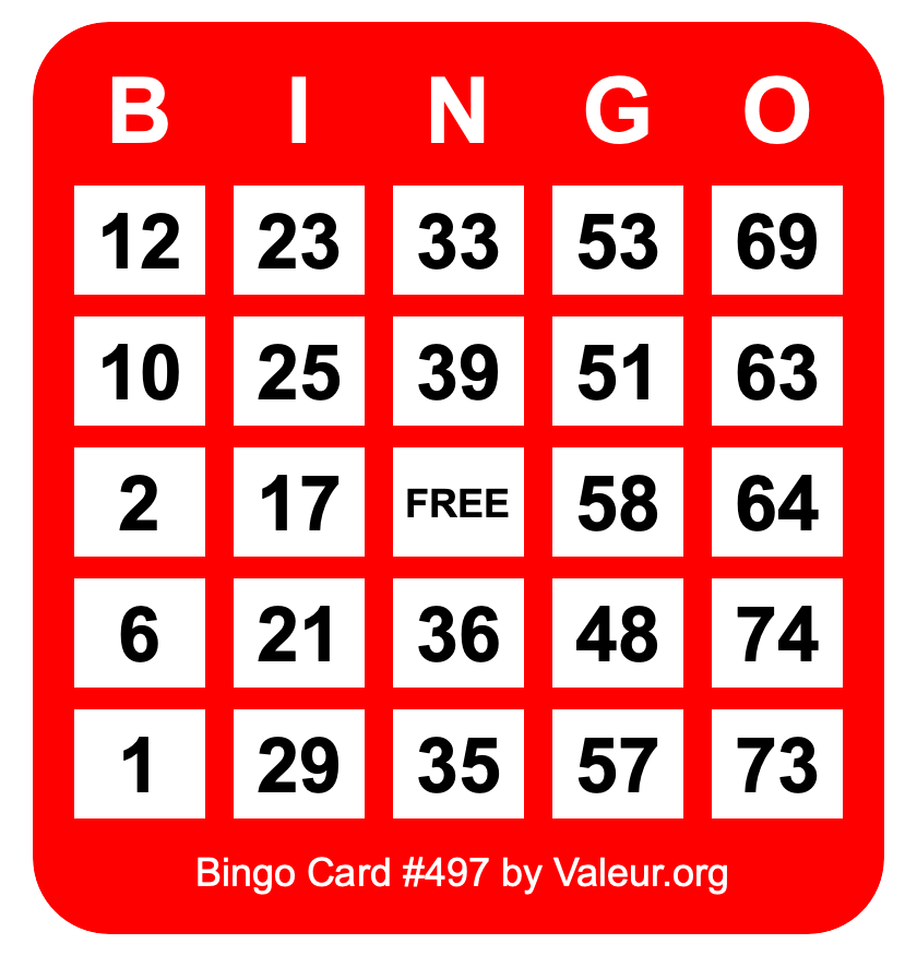 Bingo Card #497