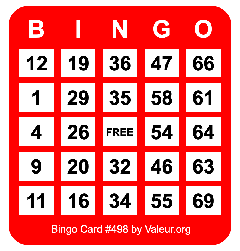 Bingo Card #498