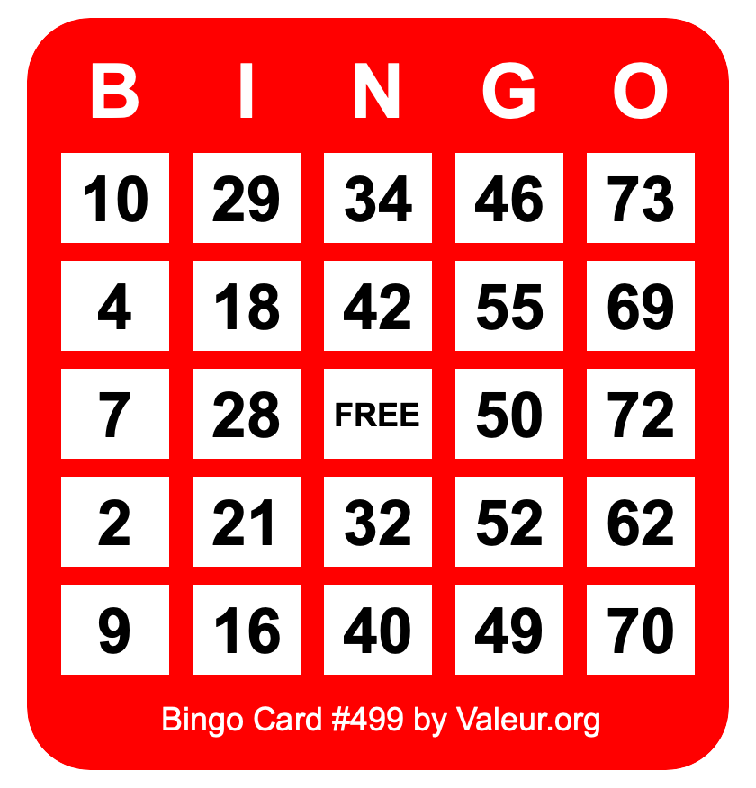 Bingo Card #499