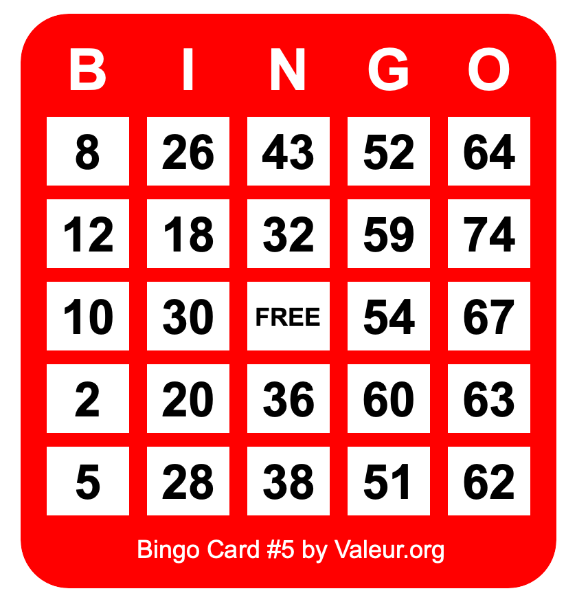 Bingo Card #5