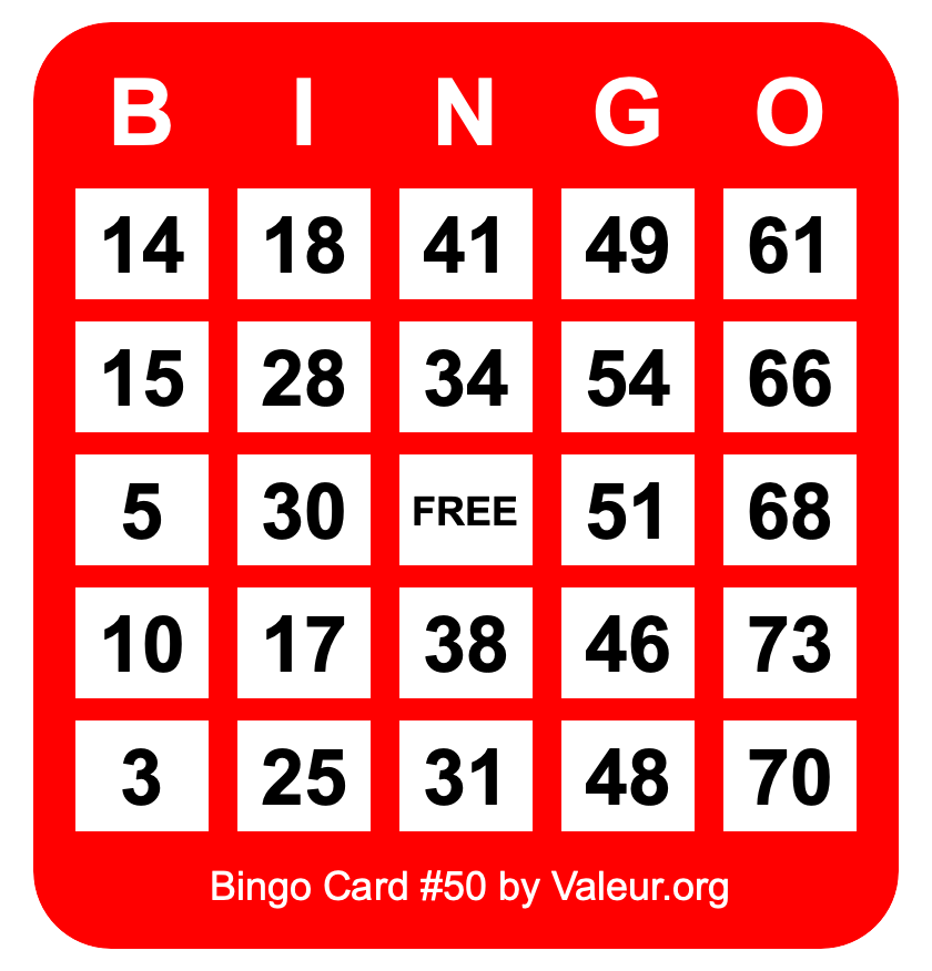 Bingo Card #50