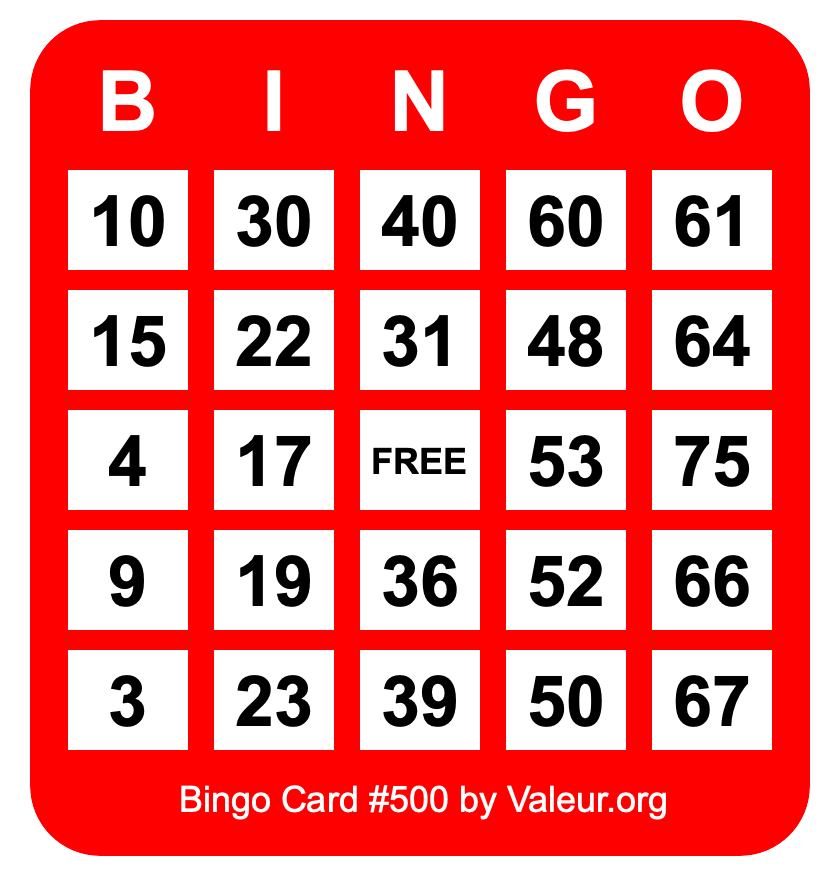 Bingo Card #500