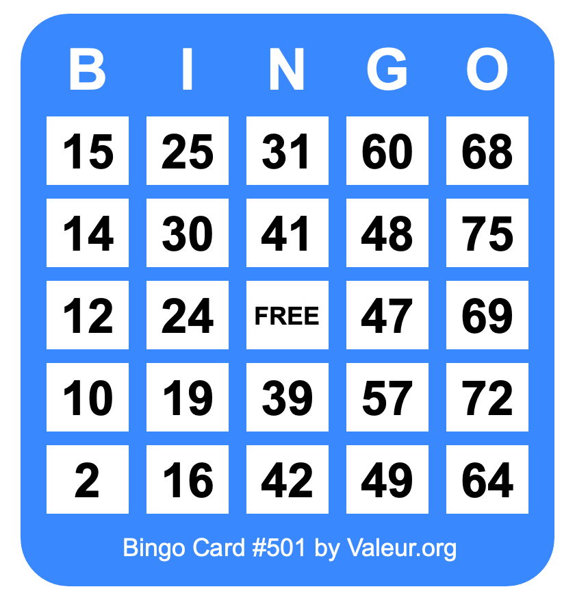 Bingo Card #501