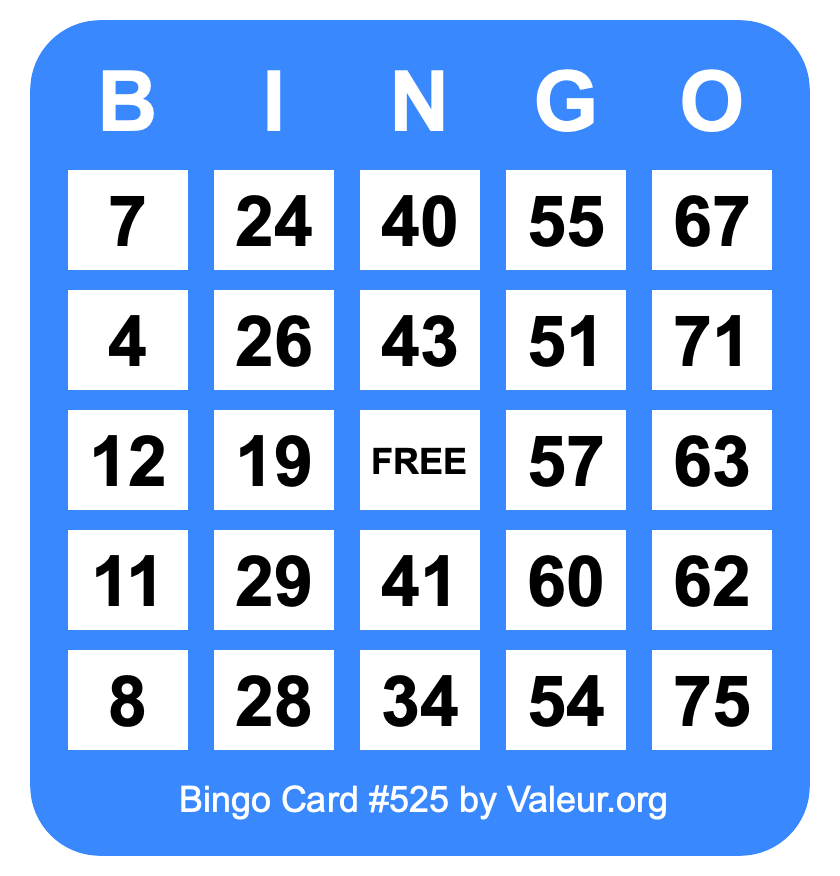 Bingo Card #525