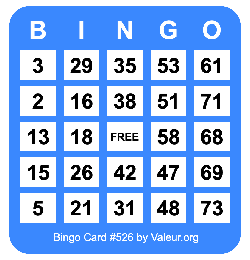 Bingo Card #526