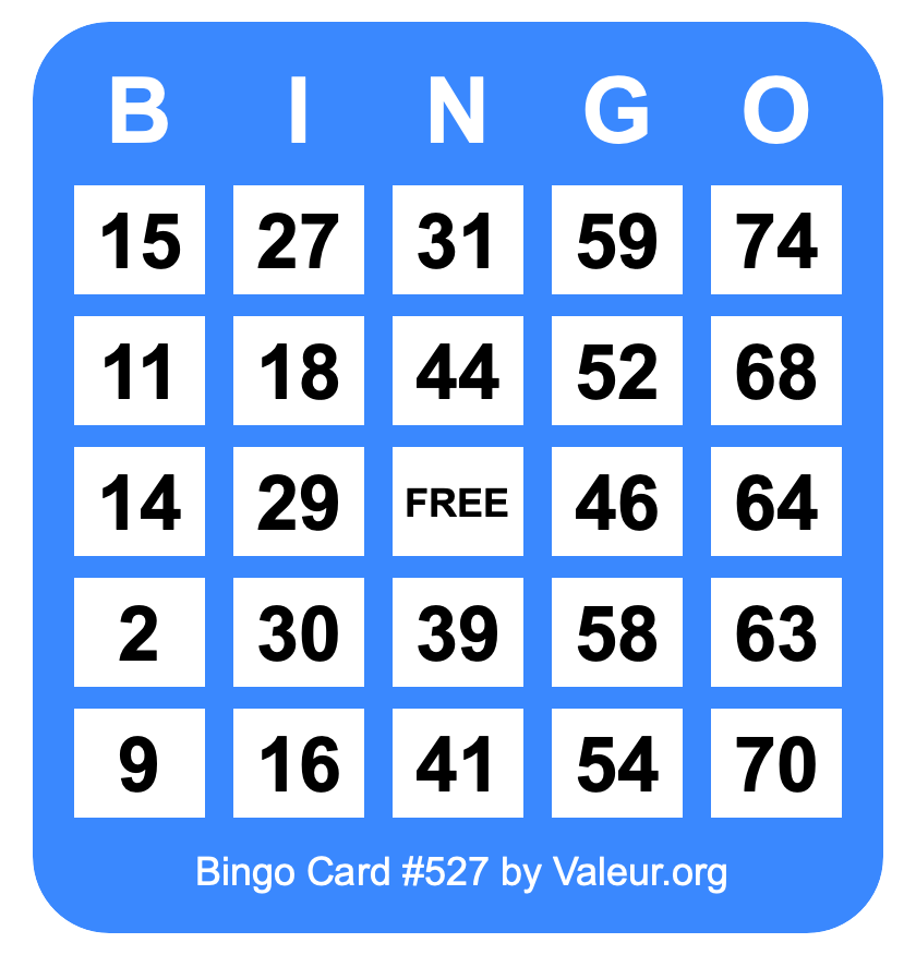 Bingo Card #527