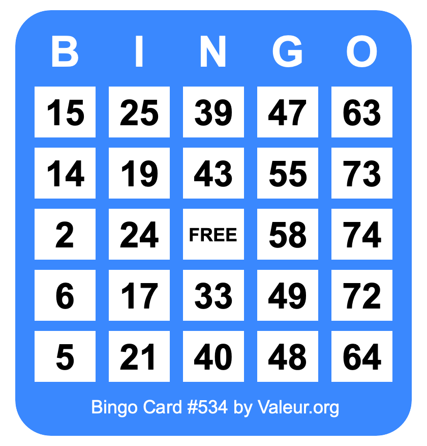 Bingo Card #534